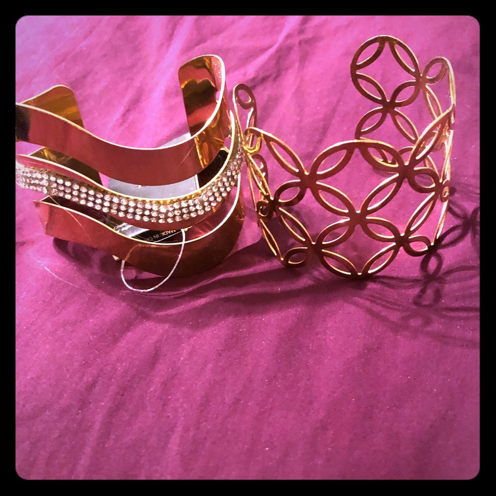 Gold cuff bracelets